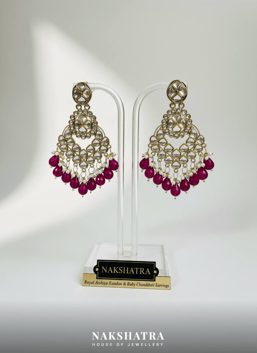The Royal Arshiya Kundan & Ruby Chandbali Earrings