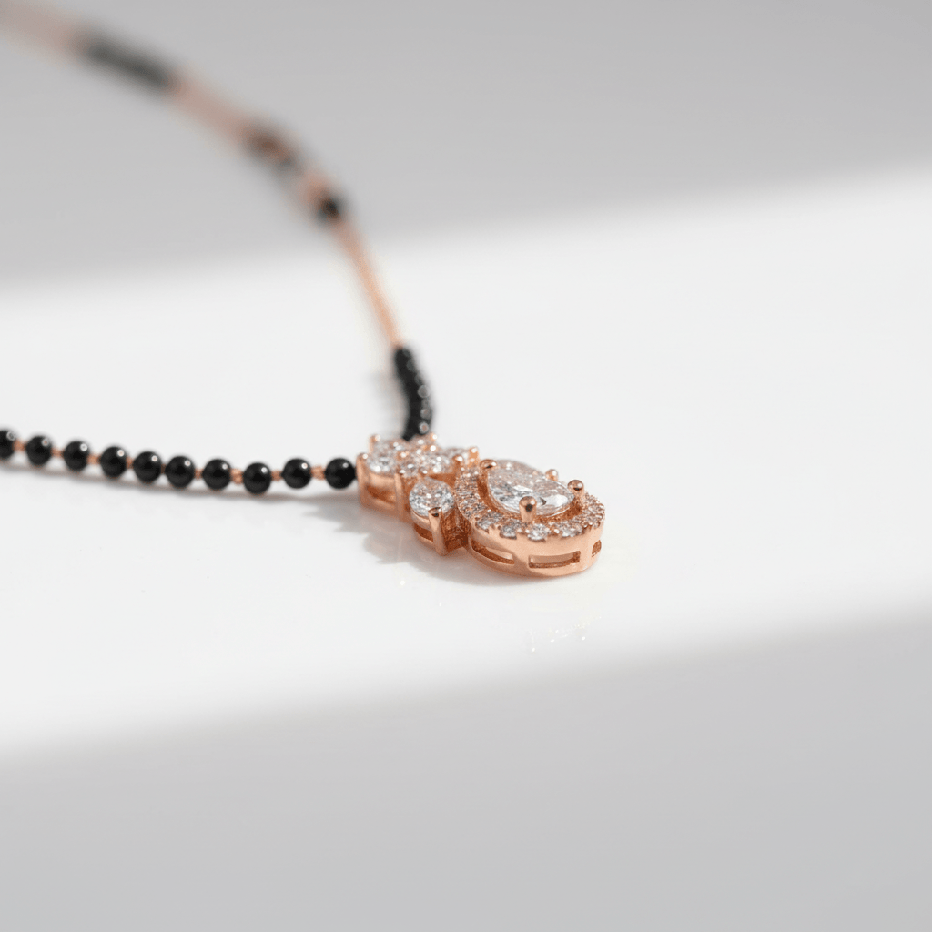 Elegant Pear-Cut Rose Gold Mangalsutra - Lifestyle